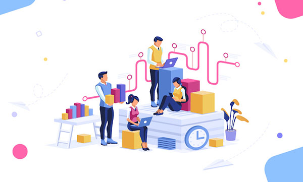 illustration d&rsquo;une agence digitale site web et social media